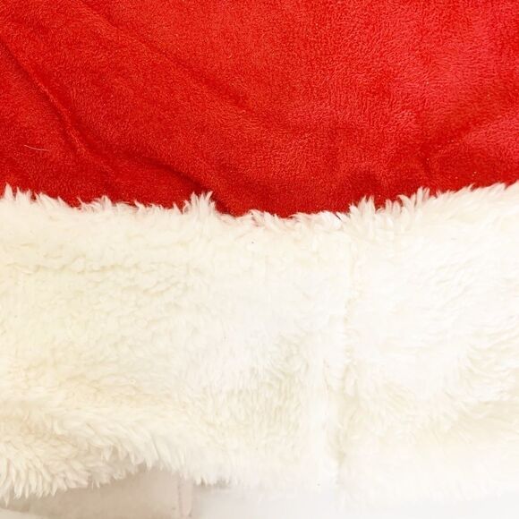 Red Faux Suede Christmas Tree Shirt with Fur, 48” - Picture 3 of 4